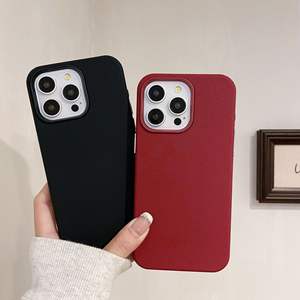 Étui rigide en similicuir texturé litchi couleur unie compatible avec iPhone 16 Pro Max / 14 / 13 / 15 / 17 Air - Product Image 4