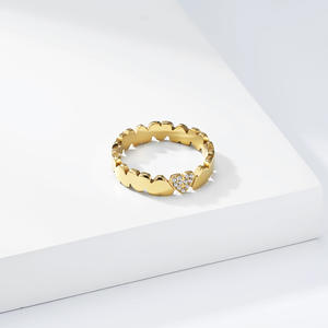 Heart Shape <b>Titanium</b> Steel <b>Ring</b> With Micro Pave Diamonds For Women Gift Jewelry - Product Image 3