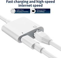 Adaptor USB-C ke RJ45 Ethernet dengan Pengisian Daya LAN 10/100Mbps 2 Port PD 15W Pengisian Cepat Stok Garansi 1 Tahun untuk iPhone 16/15