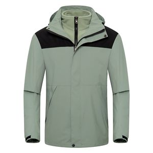 Herren Damen Winter Outdoor Wasserdichte Bean Green Soft Jacket Abnehmbare zweiteilige Stand reiß verschluss Solid <span class=keywords><strong>3</strong></span>-in-1 Functional - Product Image 1