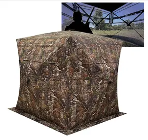 Tenda portabel 3 orang 270/360 derajat, tenda kamuflase berburu melalui tanah tembus pandang