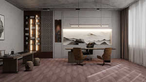 Dalles de moquette modulaires modernes à motif ondulé linéaire <span class=keywords><strong>bordeaux</strong></span> pour les intérieurs commerciaux élégants, les halls et les espaces de travail haut de gamme - Product Image 2