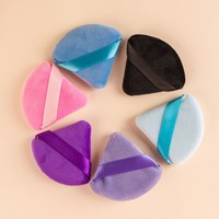 Houppette de maquillage en velours cristal style influenceur, à fibres courtes, forme irrégulière, pour poudre sèche, douce et respectueuse de la peau, pour fixer le maquillage
