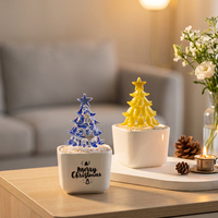 Arbre de Noël en verre coloré de Murano, plante en pot, figurine d'arbre de Noël en cristal faite à la main, décoration artistique de Noël, centre de table