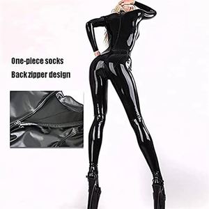 <span class=keywords><strong>Combinaison</strong></span> <span class=keywords><strong>Intégrale</strong></span> en <span class=keywords><strong>Latex</strong></span> Sexy pour <span class=keywords><strong>Femme</strong></span>, Manches Longues, Fermeture Éclair, Brillante, Costume Adulte Érotique, Bodysuit de Cosplay - Product Image 4