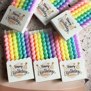 Fileté Romantique <span class=keywords><strong>Rencontre</strong></span> Anniversaire Spirale Bougie Coloré Paraffine Cire pour Fête Atmosphère Décoration Fournitures Gâteau Topping - Product Image 3