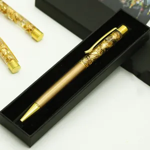 Hoge Kwaliteit Gift Business Kantoor Balpen Aangepaste Logo Creative Gold Drijvende Folie Pen Roterende Balpen Metalen