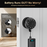 Serrure de porte intelligente Filta, poignée de porte avec empreinte digitale, verrouillage sans clé, forme ronde, aluminium noir pour porte d'entrée