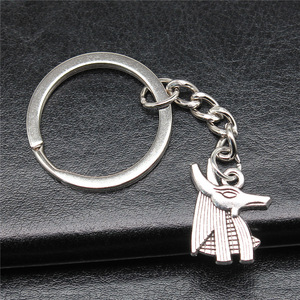 Portachiavi Anubis Placcato Argento Antico e Bronzo 21x16mm, Dio Egizio della Morte, Souvenir Regalo in Metallo - Product Image 3