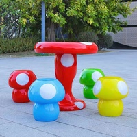 Nouvelle arrivée personnalisé jardin décoration extérieure en fibre de verre dessin animé champignon Table et chaise Statue