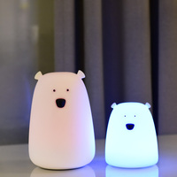 Veilleuse Ours en Silicone Rechargeable USB Blanc Chaud à Intensité Réglable pour Bébé, Idéale comme Cadeau pour Enfants et Décoration de Petite Chambre d'Enfant