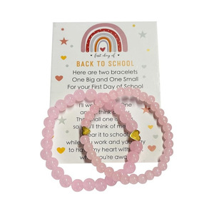 Set di Braccialetti Coordinati con Cuore per Mamma e Figlia, Regalo per il Primo Giorno di Scuola, Bracciali con Perline in Pietra Naturale - Product Image 1