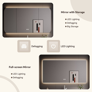 Mueble de Baño con Lavabo Simple/Doble de 60-92 Pulgadas con Luz LED, Mueble de Baño Suspendido en la Pared, Gabinete de Baño <span class=keywords><strong>para</strong></span> <span class=keywords><strong>Baños</strong></span> Minimalistas - Product Image 3