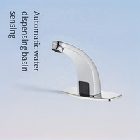 Robinet à capteur monocommande contemporain, design moderne, détection automatique de l'eau chaude et froide pour salle de bain