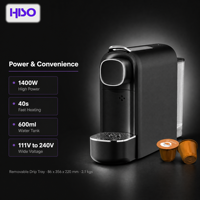 Machine à café à vapeur, pression 20 bars, 1400W, chauffe en 40 secondes, réservoir amovible, bac de récupération des gouttes, couleurs rouge, noir, gris, pour usage domestique ou professionnel