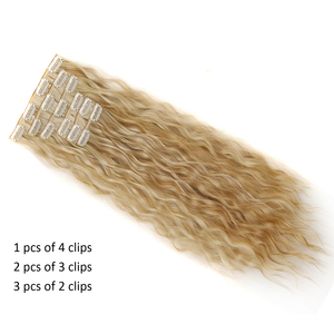 Clip dans les Extensions de Cheveux 6PCS 24 "Extensions de Cheveux Noirs Longues Vagues de Sirène Ondulées Synthétique Clip sur Postiche pour les Femmes - Product Image 4