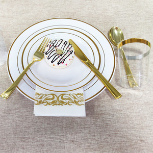 175PCS đôi Phnom Penh Đĩa <span class=keywords><strong>PS</strong></span> cứng nhựa tấm ăn tối bền Bộ đồ ăn cho các sự kiện bên thương mại nước ngoài và đám cưới - Product Image 3