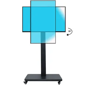 Popular Selling Live Streaming Landscape Portrait Screen Floor Stand With Wheels Mobile TV Cart For 26-55 Inches