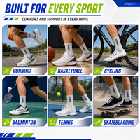 Chaussettes de sport en coton mi-mollet avec logo personnalisé, faible MOQ, respirantes et anti-transpiration, pour la course et le basketball