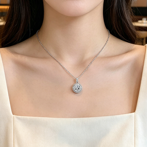 starsgem moissanite 925 silver necklace 3ct round moissanite halo stone fine jewelry Sparkling silver moissanite necklace - Product Image 1
