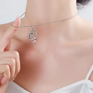 Mother's Necklace Zircon Heart-shaped Geometric MOM Pendant Necklace Jewelry For Mother's Day Gift