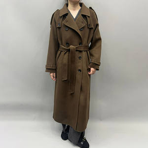 أفضل بائع مزدوج الوجه معطف خندق حزام من الصوف البني للسيدات نمط طويل معطف النساء - Product Image 3