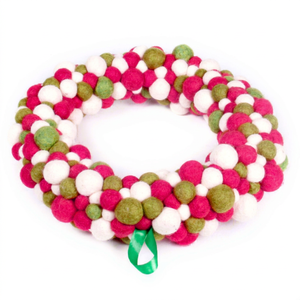 Guirlande de Noël décorative abstraite faite à la main personnalisable, boules de feutre multicolores, décoration murale style Art Déco - Product Image 1