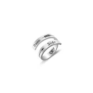 Loftily Jewelry Custom Stainless Steel Drive Safe Inspirational Finger Rings Mens Simple Design Spiral Band Ring
