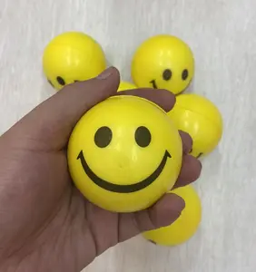 Vendas quentes impressão colorida engraçado fofo sorridente sorriso amarelo rosto bola de estresse