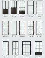 Portes en verre trempé transparent/brun/gris/noir avec cadre en acier intérieur et poignées longues