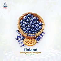 Magnet Kulkas 3D Stiker Magnetik Suvenir Perjalanan Hadiah - Jiwa Puisi Orang Tionghoa - Blueberry Finlandia dan Waffle