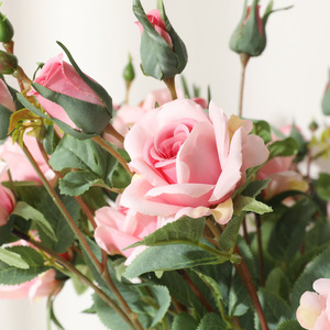 AL-5678 ZUOYI 65cm da sogno 6 teste di seta artificiale 2 rami rosa fiore per interni - Product Image 5