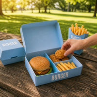 Emballage alimentaire jetable biodégradable et écologique pliable pour la restauration rapide, personnalisable, avec pelliculage mat pour frites