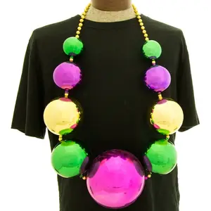 Personnalisé jumbo collier perles de mardi gras FGMG-0011