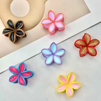 Ensemble de pinces à cheveux en plastique à fleurs de couleur contrastée - Accessoire de cheveux mignon et charmant pour les coiffures féminines et jeunes, style estival