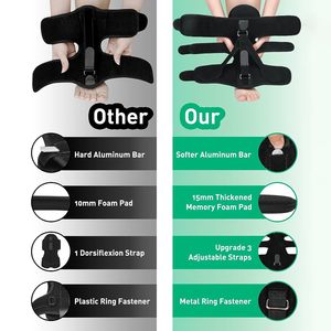 BBK Penyangga <span class=keywords><strong>Plantar</strong></span> Fasciitis Malam Hari yang Ditingkatkan Perlindungan Komprehensif 3 Tali yang Dapat Disesuaikan Bahan Nilon Bahan Utama Silikon - Product Image 6