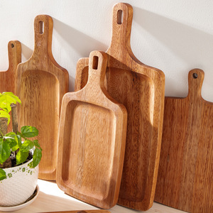 Plateau à pizza rond en bois massif, style minimaliste, plateau à pain, plateau à gâteau, plateau à pâtisserie, plateau à steak - Product Image 4