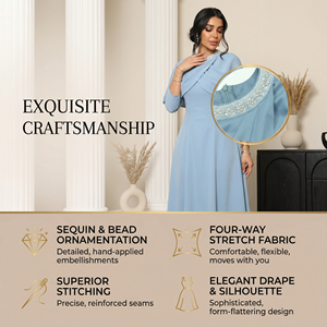 Robe longue musulmane élégante pour femmes avec encolure en strass, formelle, ODM - Product Image 2