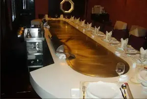 Venta caliente multifunción comercial sin humo oval Gas eléctrico <span class=keywords><strong>teppanyaki</strong></span> parrilla cocina accesorio Mesa - Product Image 2