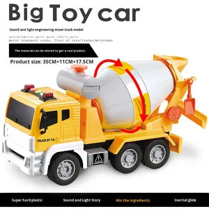 Ensemble de véhicules de construction à grande échelle pour enfants Modèle en plastique Bétonnière Camion et jouet Grue Friction Jouet Véhicule - Product Image 4