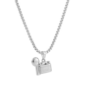 Yunnique – collier avec pendentif appareil photo en acier inoxydable, couleur argent, chaîne de 3.0x60cm, Design géométrique, bijoux à la mode pour hommes et femmes - Product Image 3