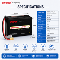 Baterai LiPo Drone 320Wh/kg Laris Manis 27000mAh 21.6V 5C untuk Drone Penyemprot Pertanian dengan Colokan yang Dapat Disesuaikan OEM