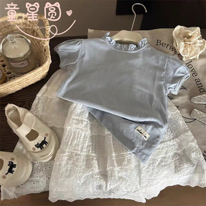 Tongxingyuan Girls Lace Hollow Out A-Line Skirt Off White Cotton Midi Childrens Dress Spring Summer Style - Product Image 2