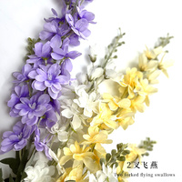 Nouvel Arrivage G051301 Fleurs de Delphinium Réalistes Blanc Bleu en Latex pour Mariages et Décorations Florales Maison Effet Naturel Fête des Mères