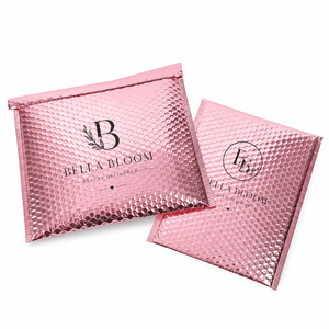 Bolsas de correo de burbujas de polietileno rosa con logotipo personalizado, sobres de plástico ecológicos a prueba de agua, bolsas acolchadas con burbujas para embalaje y envío - Product Image 1