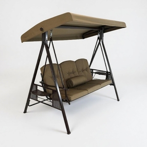 Outdoor 3-persoons Patio Schommelbank Met Verstelbare Kanteloverkapping Duurzame Stalen Metalen Frame Kussens En Kussen - Product Image 1