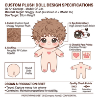 Peluche personnalisée à cheveux bouclés, corps nu, motif patte, jouet en peluche courte en coton PP pour cadeau et décoration