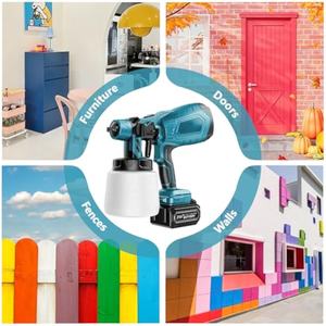 <span class=keywords><strong>Pistolet</strong></span> pulvérisateur de <span class=keywords><strong>peinture</strong></span> sans fil à batterie, réservoir de 1000 ml, pour murs, plafonds, abris de jardin, meubles - Product Image 2