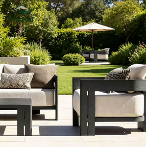Ensemble de meubles de jardin en aluminium au design moderne avec éponge haute densité imperméable pour villa, hôtel, restaurant Cs093 - Product Image 1