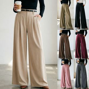 Nouveau <span class=keywords><strong>pantalon</strong></span> décontracté pour <span class=keywords><strong>femme</strong></span>, style europé<span class=keywords><strong>en</strong></span> et américain, avec ceinture, coupe ample et jambe <span class=keywords><strong>large</strong></span> - Product Image 6
